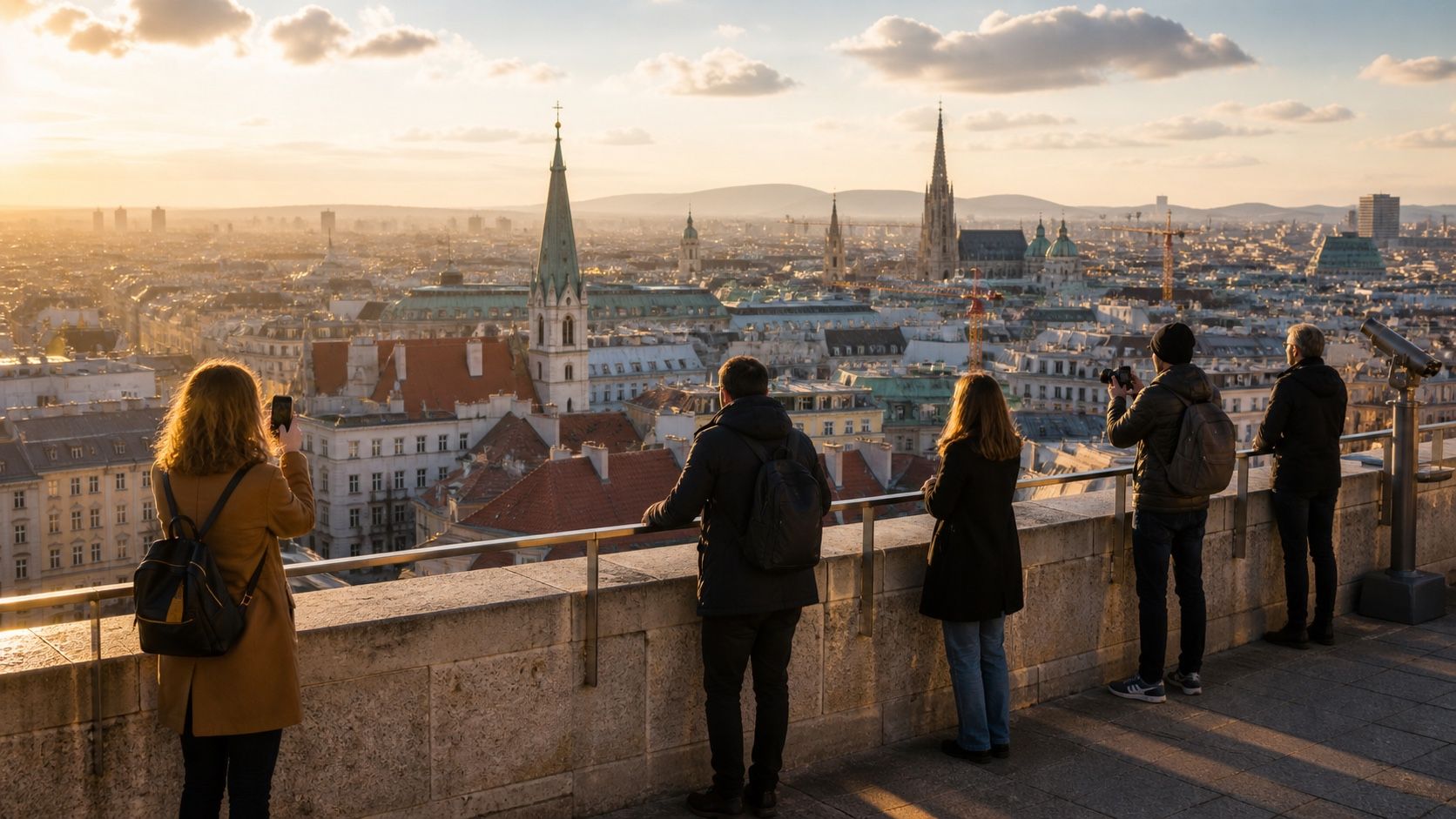 Фотореалистичная travel-сцена для статьи «Смотровые площадки Вены: где город виден без открытки на продажу»